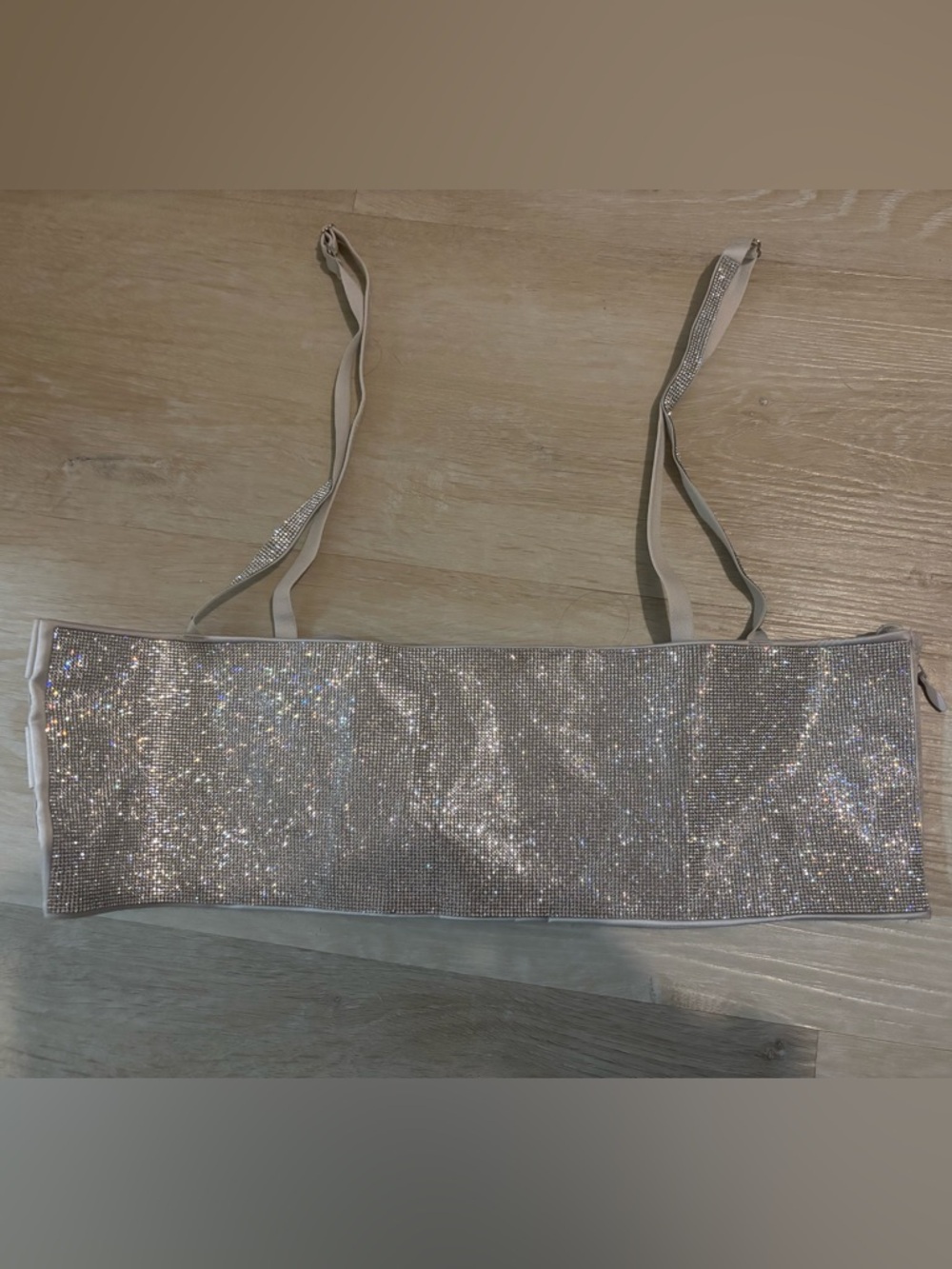 Victoria's Secret Champagne Rhinestone Bandeau Bralette and thong